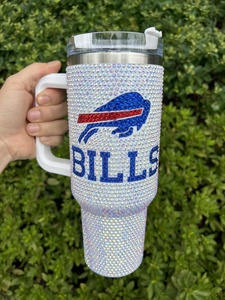 Vasos deportivos con tapas de 40oz de acero inoxidable personalizados para equipos de fútbol Texans Cowboys con diamantes de imitación KC Chiefs - Product Image 3