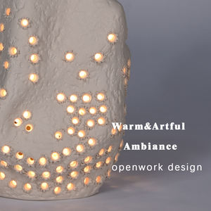 retro style Handcrafted Hollow Ceramic Table Lamp <b>Rustic</b> Artistic Bedside <b>Desk</b> Ambient Light for Living Room Bedroom Decor - Product Image 4