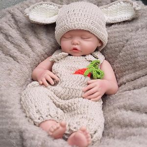 Poupée bébé fille réaliste en silicone de 16 pouces, poupée reborn endormie, poupée nouveau-né réaliste avec poids, jouet lavable pour enfants - Product Image 1