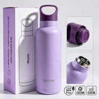 Bouteille d'eau isotherme premium en acier inoxydable 18/8 à double paroi, isolation sous vide, garde le froid 24h et le chaud 12h, idéale pour le sport et le yoga