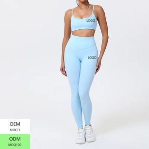 Ensembles de fitness 2 pièces pour femmes, vente en gros, comprenant un soutien-gorge de sport push-up dos nu et un legging taille haute, pour le yoga et la gym - Product Image 4