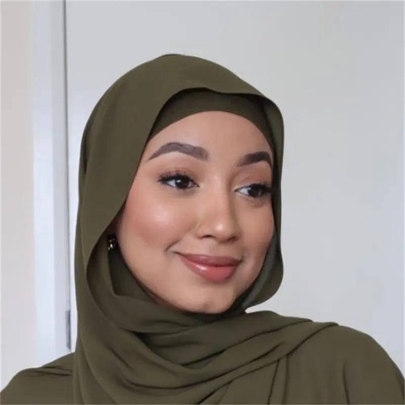 Middle East Modest Muslim Fashion Satin Latest Fashion New Hijab Stretchy Opaque Plain Chiffon Other Scarves Shawl