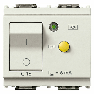 Interruttore Automatico Miniaturizzato C16 6mA Bianco con Pulsante di Test - Product Image 1