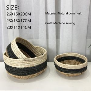 HUAYI प्राकृतिक गेहूं घास बुना फल भंडारण टोकरी के लिए तीन-टुकड़ा सेट घर रेस्तरां होटल - Product Image 2