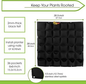 Jardinière verticale à 36 poches en feutre, jardinière murale verticale, sacs de culture pour plantes aromatiques et légumes en extérieur - Product Image 5