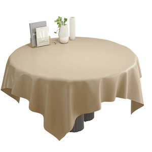 [SK] Lambskin <b>Round</b> <b>Tablecloth</b> Creamy Plain Dyed Waterproof Oil Proof Non Slip Hotel Use - Product Image 1