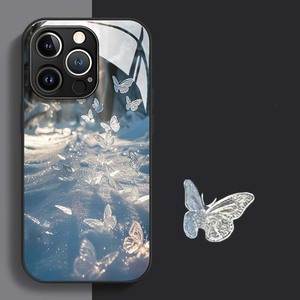 Dream เคสฝาหลังโทรศัพท์มือถือทำจากแก้วพิมพ์ลายผีเสื้อน้ำแข็งทำจาก TPU สำหรับ <span class=keywords><strong>iPhone</strong></span> 6 7 8 SE x XR XS 11 12 13 14 15 16 17 PRO MAX - Product Image 3