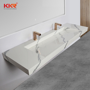 Mármol Textura Rampa Fregadero Pendiente <span class=keywords><strong>Lavabo</strong></span> Individual Doble Personalizar Vanidad Fregadero - Product Image 1