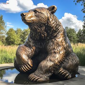Decorazione pubblica personalizzata del parco all'aperto del lago moderna grande statua in bronzo gigante dell'orso bruno <span class=keywords><strong>Kodiak</strong></span> scultura in bronzo - Product Image 6