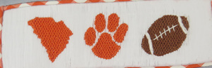 Combinaison pour bébé fille Clemson à smocks, motif à carreaux orange, style football, avec manches à volants violettes, pour tout-petits - Product Image 3