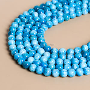 Perle Distanziatrici Sciolte Rotonde in <span class=keywords><strong>Pietra</strong></span> di <span class=keywords><strong>Apatite</strong></span> Colore Larimar Naturale da 6/8/10mm JD per Creazione di Gioielli e Braccialetti Fai da Te - Product Image 3