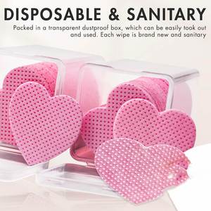 Toallitas Removedoras de Esmalte de Uñas con Forma de Corazón Rosa, Ecológicas, Marca Privada, Caja de Plástico, Sin Pelusas, 200 Unidades - Product Image 3