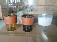 Offre Spéciale tasse en verre 400ML avec paille tasse en verre réutilisable avec couvercle 13.5OZ tasse en verre vente en gros