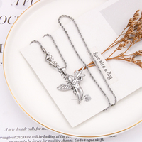 Collar con Colgante de Ángel Guardián Minimalista de Acero Inoxidable Chapado en Oro, Joyería de Moda para Mujer, Regalo para Él