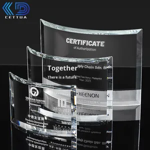 Trophée en verre cristal personnalisé <span class=keywords><strong>Plaque</strong></span> en verre incurvé pour cadeau souvenir - Product Image 2