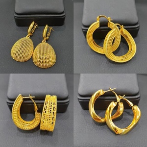 Золотые сережки из <span class=keywords><strong>18</strong></span> карат в Саудовской Аравии, модные ювелирные украшения, не выцветая серьга - Product Image 2