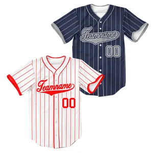 Groothandel V-Hals Softbal Jersey Custom Goedkope Sublimatie Lege Knoop Up Honkbal Shirt Jersey