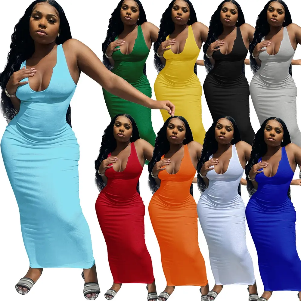 Jarretel Vestido Largos Bodycon Womens Kleding Plus Size Vrouwen Lange Sexy Jurken Custom Logo