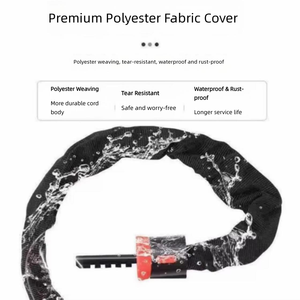Antivol à chaîne à combinaison à 5 chiffres, haute sécurité <span class=keywords><strong>pour</strong></span> vélos, vélos électriques et portes, noir et rouge, 90 cm extra-épais - Product Image 2