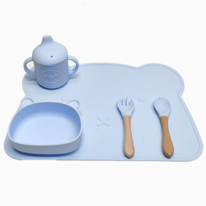 100% cấp thực phẩm Silicone BPA miễn phí bé ăn thiết lập trẻ em ăn tối đặt không độc hại hút mạnh mẽ không trượt bộ bé ăn - Product Image 6