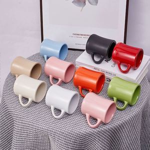 Mug à café carré en céramique et acier inoxydable, style rétro classique, robuste, 10 oz, avec poignée ergonomique pour boissons chaudes/froides - Promotion - Product Image 4