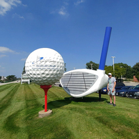 Sculpture de jardin d'extérieur la plus populaire, sculpture géante décorative en résine et fibre de verre en forme de balle de golf