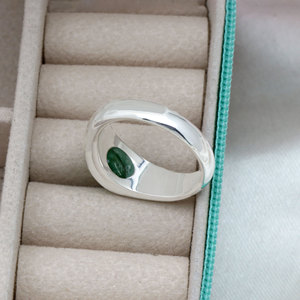 925 Sterling <b>Silver</b> Natural Emerald <b>Ring</b> for Men with 1.30 Carat Oval Green Gemstone Handmade Signet <b>Statement</b> <b>Ring</b> Wholesale - Product Image 3