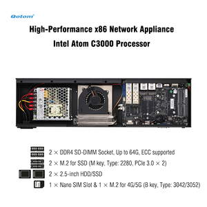 Equipo Barebone Q20300G9 1U para Rack - CPU <span class=keywords><strong>Atom</strong></span> C3000, 4x 10G SFP+/ 5x 2.5G LAN, RAM DDR4, NVMe Dual - Dispositivo de Firewall PfSense/OPNsense - Product Image 4