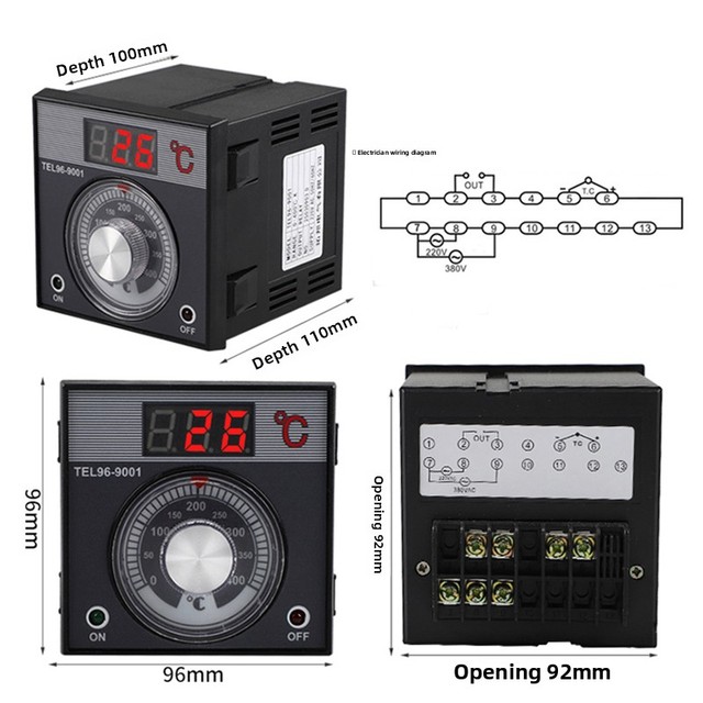 TUOBANG Digital PID Temperature Controller TEL96-9001 AC220V/380V Universal Mechanical Knob K/E-type Oven Thermostat OEM/ODM