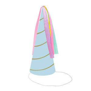 Xieli <span class=keywords><strong>cumpleaños</strong></span> fiesta decoraciones <span class=keywords><strong>unicornio</strong></span> tema raya dorada cono <span class=keywords><strong>de</strong></span> papel sombreros con borla colorida - Product Image 1