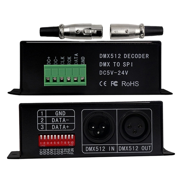 Kingtar WS2801 WS2811 UCS1903 SPI 3-Channel DMX Decoder Manual Switch Controller 170-Pixel 2-Year Warranty for DC5V-24V 12V ROHS