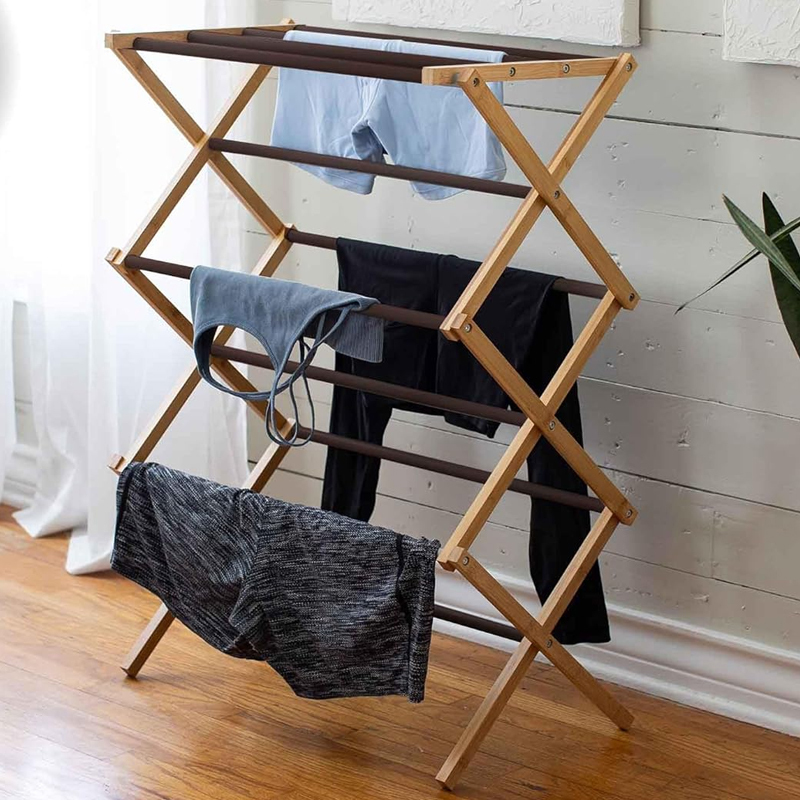 Foldable Bamboo Laundry 3 Tier Airer