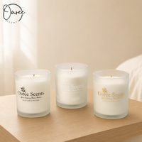 Bougie parfumée artisanale de luxe à mèche en bois moderne dans un bocal en verre dépoli, fournisseur en gros OEM ODM pour cadeaux de parfum d'ambiance