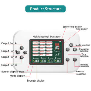 Pemijat TENS 4 Output, alat pijat stimulasi otot, instrumen fisioterapi frekuensi tinggi dan rendah akupunktur Nadi 15 mode - Product Image 3