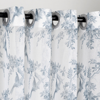 Rideaux transparents turcs avec imprimés plantes, tissus de décoration pour la maison, pour fenêtre
