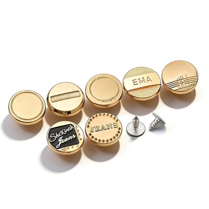 Golden Plating Jeans <b>Buttons</b> and Rivets Zamac Custom Brand Logo Pattern Jacket gold metal <b>buttons</b> for Jeans Denim Clothing - Product Image 4