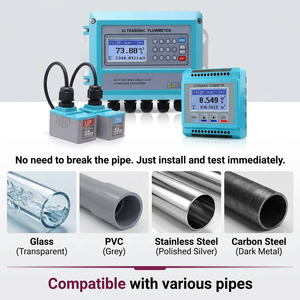 Débitmètre ultrasonique à fixation par pince DN15-DN6000mm 4-20mA RS485 - IP67 Montage mural - Débitmètre d'eau intelligent pour l'industrie et l'irrigation - Product Image 4