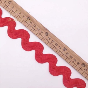 Pita renda poliester warna-warni solid 2cm, tali lengkung bentuk S, pita rajutan, renda pinggir pakaian tas tekstil, hiasan zig zag - Product Image 3