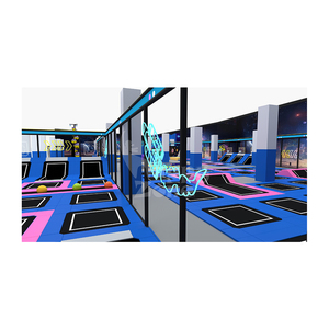 Parc de trampolines intérieur sur le thème de l'espace pour enfants avec fosse à mousse et aire de jeux souple - Product Image 4