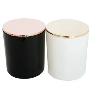 Vaso per candele in vetro bianco nero vasi per candele di lusso con coperchio in oro rosa