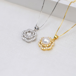 Collar con Colgante de Plata S925, Aretes, Accesorios de Moda para Mujer, Aretes de Perlas de 7-8 mm, Joyería DIY, Componentes para Joyería - Product Image 4