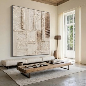 <span class=keywords><strong>Quadro</strong></span> su tela con cornice bianca e marrone, arte astratta 3D con texture, dipinto a mano a olio, decorazione minimalista per soggiorno. - Product Image 6