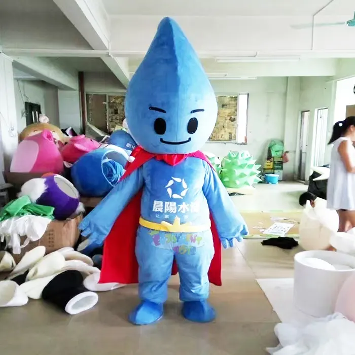 Costume de mascotte de goutte d'eau pour adulte, Costume d'eau de dessin animé pour carnaval