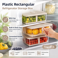 Conteneur de stockage pour réfrigérateur en plastique éco-responsable, pour la conservation des aliments, grand format rectangulaire, boîte scellée de qualité alimentaire
