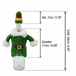 Offre Spéciale : Ensemble de housses tricotées pour bouteilles de vin de Noël – Décorations classiques en tenue de Père Noël pour la table de fête - Product Image 6