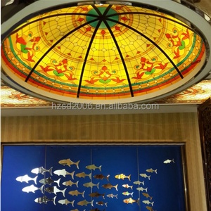 Éclairage de plafond personnalisé de style européen en verre Tiffany Skyline, bloc de verre massif en forme de dôme pour hall et réception - Product Image 5