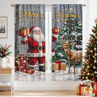 Frohe Weihnachten, Weihnachtsmann und Rentier-Vorhänge, Polyester-Vorhänge für Innendekoration, Neujahrsvorhänge, Heimdekorationen