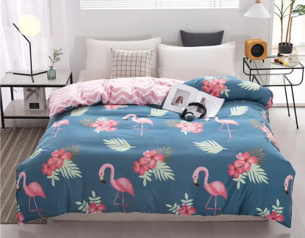 Hot sale home textile cheap price soft comfortable 100% polyester luxury comforter bed sheet printed bedding set for home hotel
