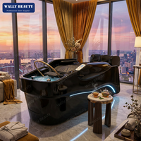 Lit de spa japonais de luxe 3-en-1 avec circulation d'eau, lit de massage pour shampoing et chaise de shampoing avec masseur, équipement de salon