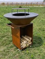 Barbecue extérieur en acier Corten pour feu de camp, table de cuisson au bois